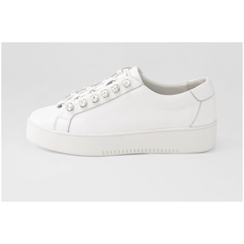Django & Juliette Lisett Dj White Silver Leather Jewels White Silver Sneakers Womens Shoes Casual Sneakers