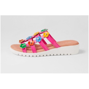 Django & Juliette Markise Dj Hot Pink Bright Patent Multi Hot Pink Bright Sandals Womens Shoes Casual Sandals Flat Sandals