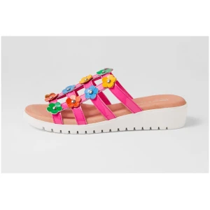 Django & Juliette Markise Dj Hot Pink Bright Patent Multi Hot Pink Bright Sandals Womens Shoes Casual Sandals Flat Sandals
