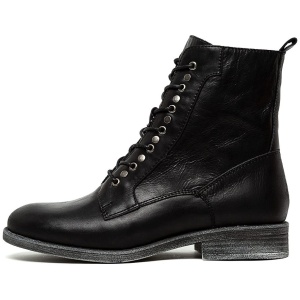 Django & Juliette Menzel Black Leather Black Boots Womens Shoes Casual Ankle Boots