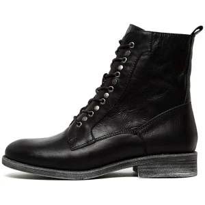 Django & Juliette Menzel Black Leather Black Boots Womens Shoes Casual Ankle Boots