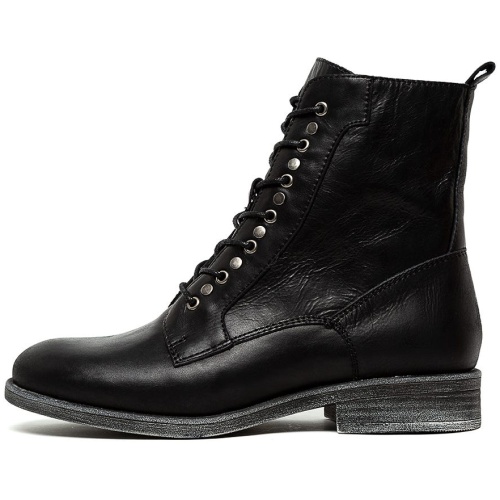 Django & Juliette Menzel Black Leather Black Boots Womens Shoes Casual Ankle Boots