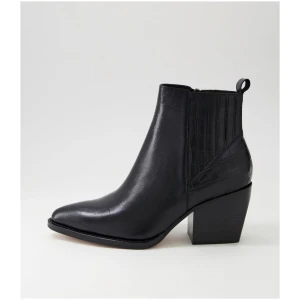 Django & Juliette Morene Dj Black Black Heel Croc Leather Black Black Heel Boots Womens Shoes Casual Ankle Boots