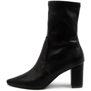 Django & Juliette Nider Dj Black Stretch Shrunken Black Boots Womens Shoes Casual Ankle Boots