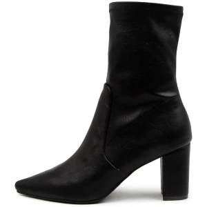 Django & Juliette Nider Dj Black Stretch Shrunken Black Boots Womens Shoes Casual Ankle Boots