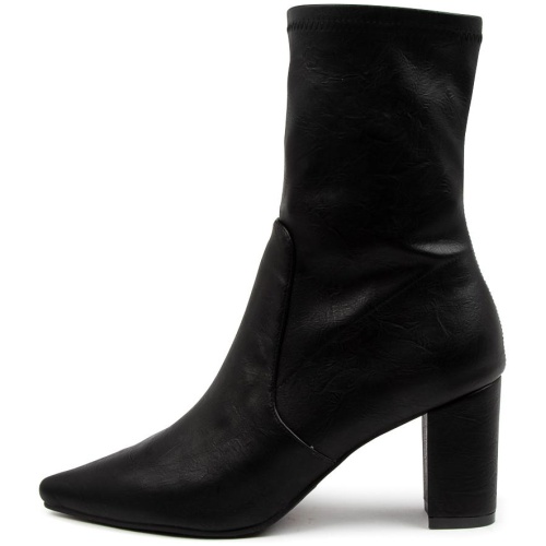 Django & Juliette Nider Dj Black Stretch Shrunken Black Boots Womens Shoes Casual Ankle Boots