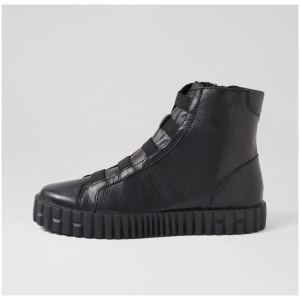 Django & Juliette Ozippa Dj Black Black Sole Leather Elastic Black Black Sole Boots Womens Shoes Casual Ankle Boots
