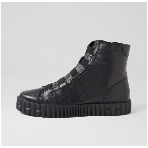 Django & Juliette Ozippa Dj Black Black Sole Leather Elastic Black Black Sole Boots Womens Shoes Casual Ankle Boots
