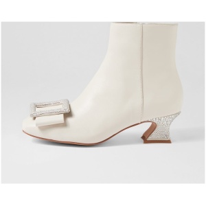 Django & Juliette Pandra Dj Ivory Silver Leather Jewels Ivory Silver Boots Womens Shoes Ankle Boots