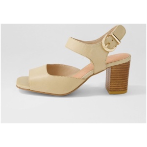 Django & Juliette Preezy Dj Camel Leather Camel Sandals Womens Shoes Casual Heeled Sandals