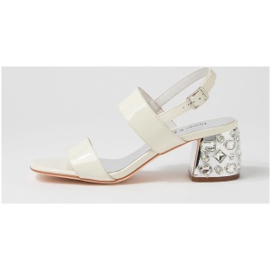 Django & Juliette Prent Dj Ivory Patent Leather Ivory Sandals Womens Shoes Heeled Sandals