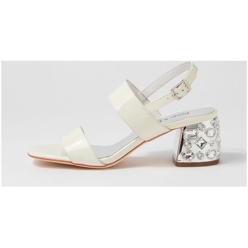 Django & Juliette Prent Dj Ivory Patent Leather Ivory Sandals Womens Shoes Heeled Sandals