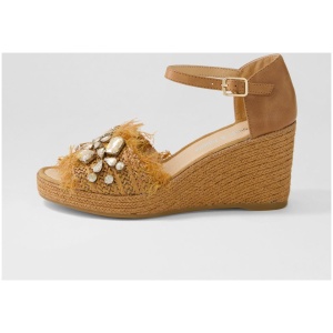 Django & Juliette Purley Dj Tan Tan Syn Raffia Leather Tan Tan Sandals Womens Shoes Heeled Sandals