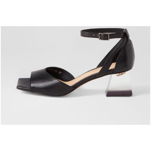 Django & Juliette Rissy Dj Black Leather Black Sandals Womens Shoes Dress Heeled Sandals