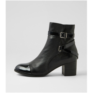 Django & Juliette Sadzis Dj Black Black Patent Leather Black Black Boots Womens Shoes Casual Ankle Boots