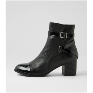 Django & Juliette Sadzis Dj Black Black Patent Leather Black Black Boots Womens Shoes Casual Ankle Boots