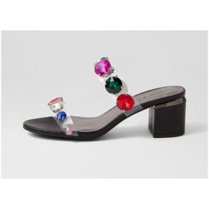 Django & Juliette Sancia Dj Clear Black Bright Jewel Vinylite Leather Clear Black Bright Jewel Sandals Womens Shoes Dress Heeled Sandals