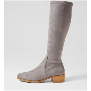 Django & Juliette Timothie Dj Grey Stretch Microsuede Grey Boots Womens Shoes Casual Long Boots