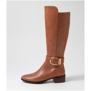 Django & Juliette Tissy Dj Cognac Leather Cognac Boots Womens Shoes Long Boots