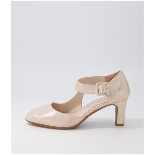 Django & Juliette Trinities Nude Shimmer Leather Nude Shoes Womens Shoes Casual Heeled Shoes
