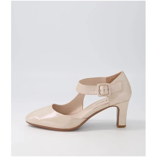 Django & Juliette Trinities Nude Shimmer Leather Nude Shoes Womens Shoes Casual Heeled Shoes