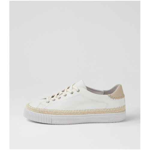 Django & Juliette Tycha Dj White Almond White Leather Sole White Almond White Sneakers Womens Shoes Casual Casual Sneakers