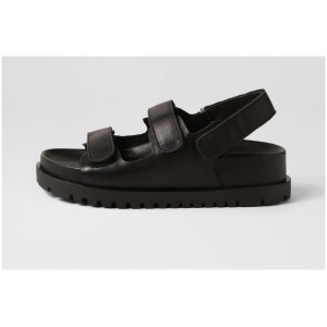Django & Juliette Ubads Dj Black Black Sole Leather Black Black Sole Sandals Womens Shoes Casual Sandals Flat Sandals