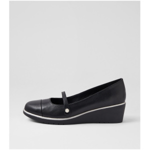 Django & Juliette Uhmy Dj Black Leather Black Shoes Womens Shoes Casual Heeled Shoes