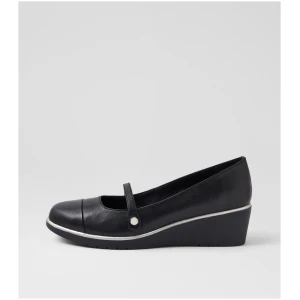 Django & Juliette Uhmy Dj Black Leather Black Shoes Womens Shoes Casual Heeled Shoes