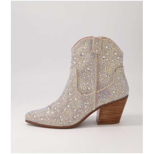Django & Juliette Wagon Dj Silver Jewel Fabric Silver Jewel Boots Womens Shoes Casual Ankle Boots