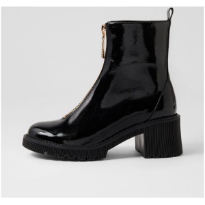 Django & Juliette Zosia Dj Black Patent Leather Black Boots Womens Shoes Casual Ankle Boots