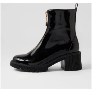 Django & Juliette Zosia Dj Black Patent Leather Black Boots Womens Shoes Casual Ankle Boots