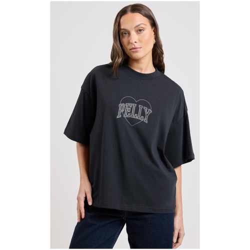 Ena Pelly Rhinestone Logo Tee Black