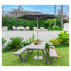 Enkanta Black & Grey Outdoor Bench Set Grey