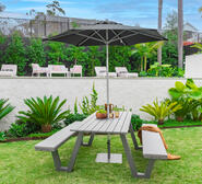 Enkanta Black & Grey Outdoor Bench Set Grey