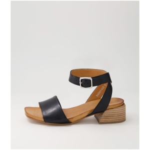 Eos Sariah Eo Black Leather Black Sandals Womens Shoes Casual Heeled Sandals