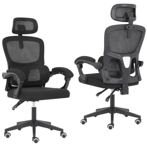 Ergonomic Reclining Office Chair - Lumbar Support, Adjustable Headrest VELTRA - BLACK