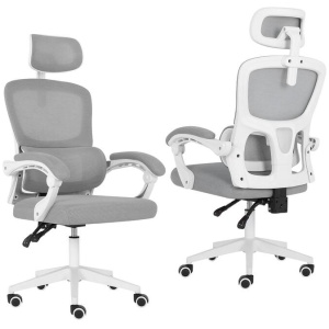 Ergonomic Reclining Office Chair - Lumbar Support, Adjustable Headrest VELTRA - GREY