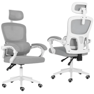Ergonomic Reclining Office Chair - Lumbar Support, Adjustable Headrest VELTRA - GREY