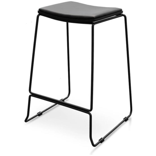 Ex Display - Apollo PU Bar Stool - Full Black by Interior Secrets - AfterPay Available