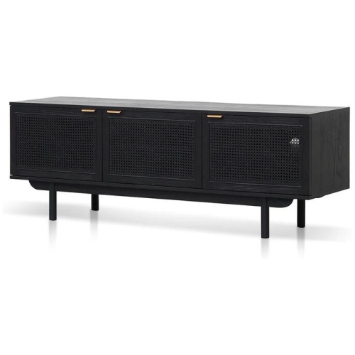 Ex Display - Benitez 1.7m ELM TV Entertainment Unit - Full Black by Interior Secrets - AfterPay Available