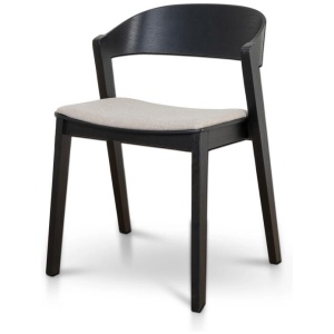 Ex Display - Davis Black Dining Chair - Grey Seat by Interior Secrets - AfterPay Available