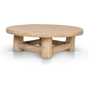 Ex Display - Freeman 100cm Elm Round Coffee Table - Natural by Interior Secrets - AfterPay Available