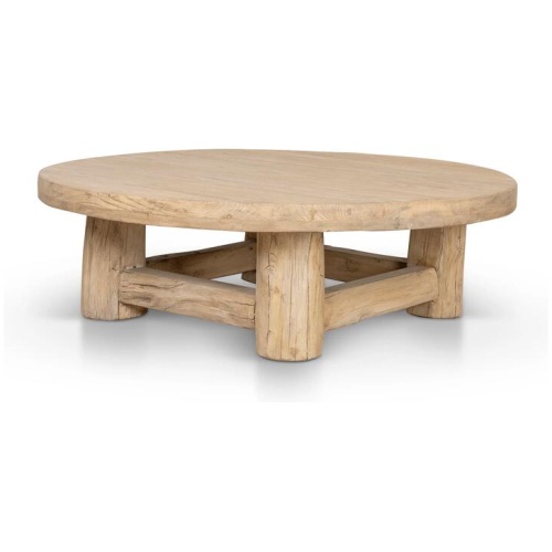 Ex Display - Freeman 100cm Elm Round Coffee Table - Natural by Interior Secrets - AfterPay Available