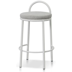 Ex Display - Mclean 63cm White Frame Bar Stool - Coastal Light Grey by Interior Secrets - AfterPay Available