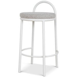Ex Display - Mclean 65cm White Frame Bar Stool - Clay Grey by Interior Secrets - AfterPay Available