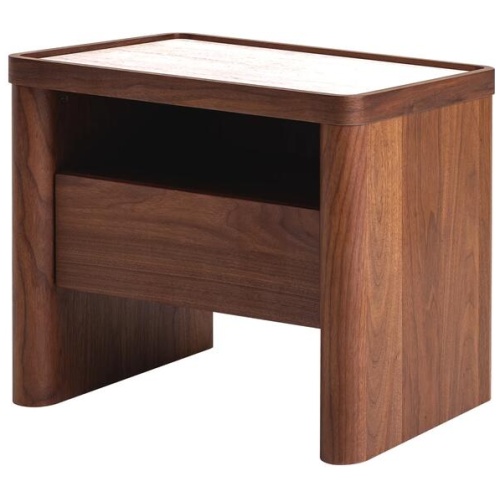 Ex Display - Modesta Glass Top Bedside Table - Walnut by Interior Secrets - AfterPay Available
