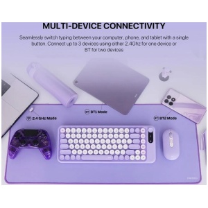 Fantech GO MOCHI85 Wireless Keyboard and Mouse Combo (Purple)