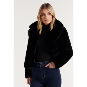 Forever New Women's Alicia Fur Coat in Black