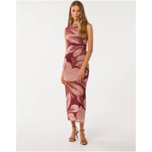 Forever New Women's Ally Sleeveless Mesh Midi Dress in Rust Carissa Floral